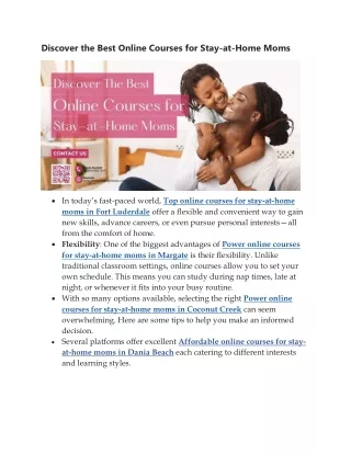 Discover the Best Online Courses for Stay moms