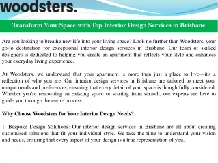 Transform Your Space with Top Interior Design Services in Brisbane