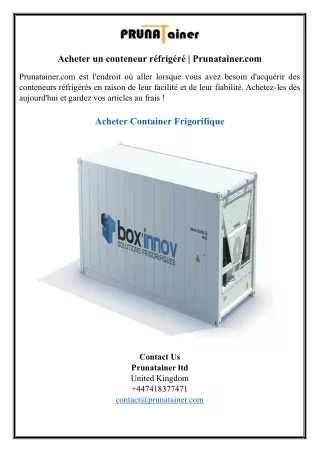 Acheter un conteneur réfrigéré | Prunatainer.com