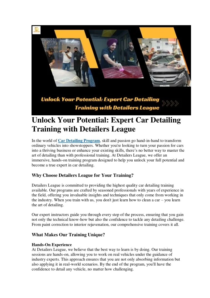 PPT - Unlock Your Potential: Expert Car Detailing Training with ...