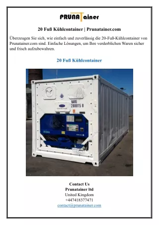 20 Fuß Kühlcontainer | Prunatainer.com