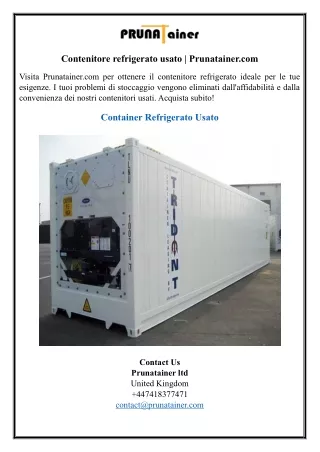 Contenitore refrigerato usato | Prunatainer.com