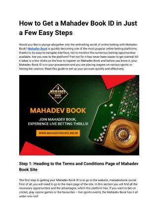 How to Get a Mahadev Book ID in Just a Few Easy Steps