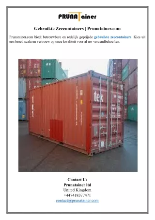 Gebruikte Zeecontainers | Prunatainer.com