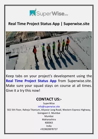 Real Time Project Status App  Superwise.site