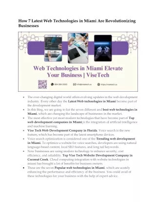 how 7 latest web technologies in miami