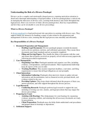 Understanding the Role of a Divorce Paralegal