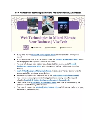 How 7 Latest Web Technologies in Miami Are Revolutionizing Businesses