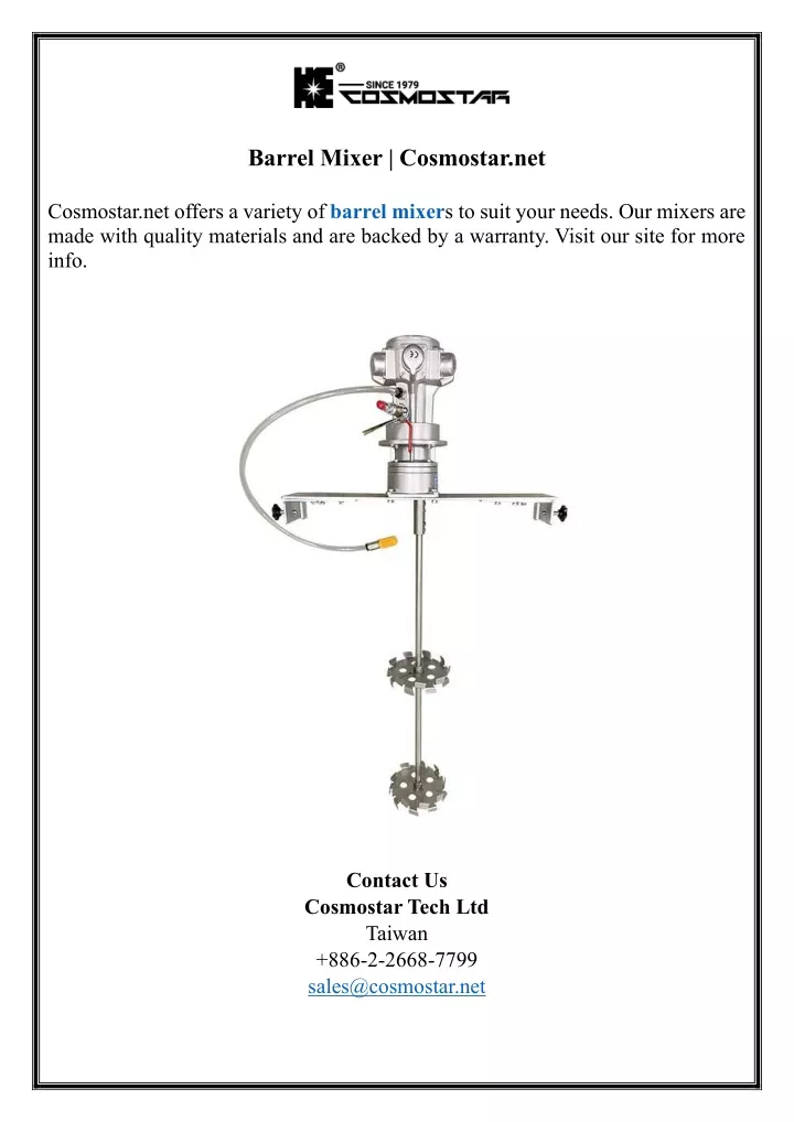 barrel mixer cosmostar net