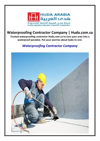 Waterproofing Contractor Company | Huda.com.sa