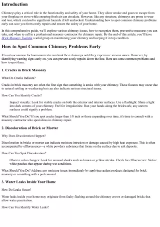 How to Spot Common Chimney Problems Early