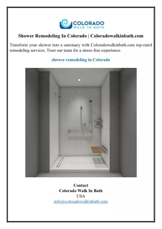 Shower Remodeling In Colorado | Coloradowalkinbath.com