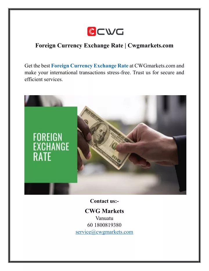 foreign currency exchange rate cwgmarkets com