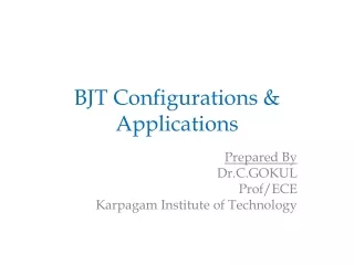BJT Configurations & Applications