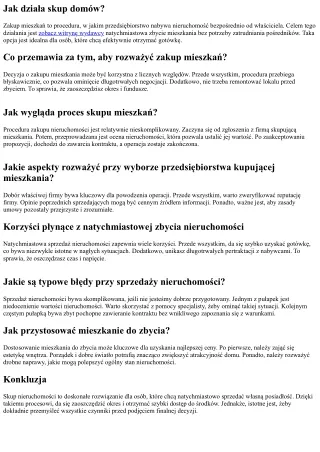 <h1>Skup nieruchomości: Szczegółowy poradnik dla każdego</h1>