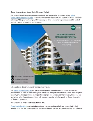gated community an access control in across