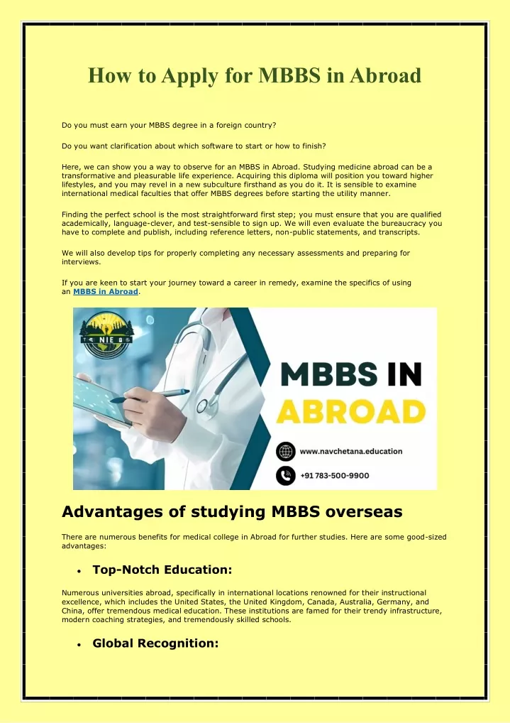 how to apply for mbbs in abroad