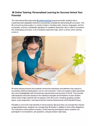 ib online tutoring personalized learning