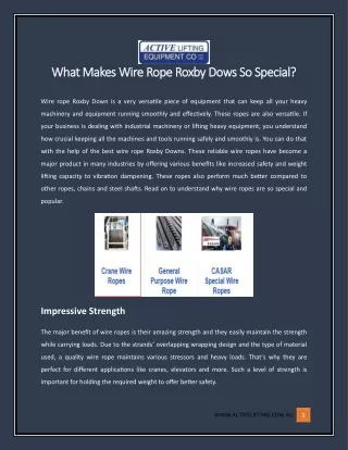 What Makes Wire Rope Roxby Dows So Special