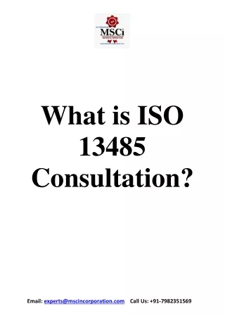 What is ISO 13485 Consultation