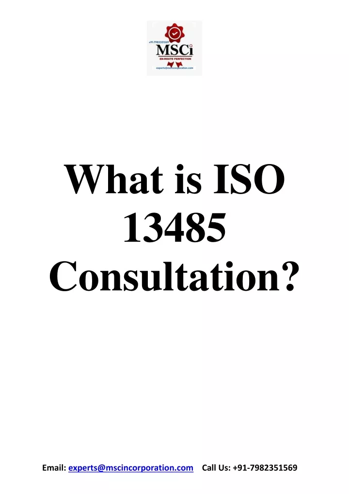 what is iso 13485 consultation