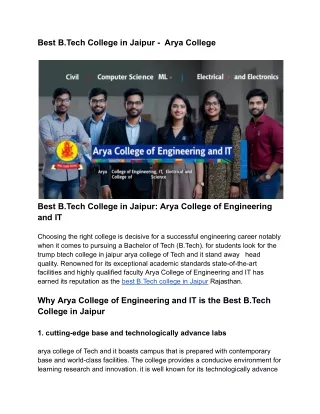 Best B.Tech College in jaipur