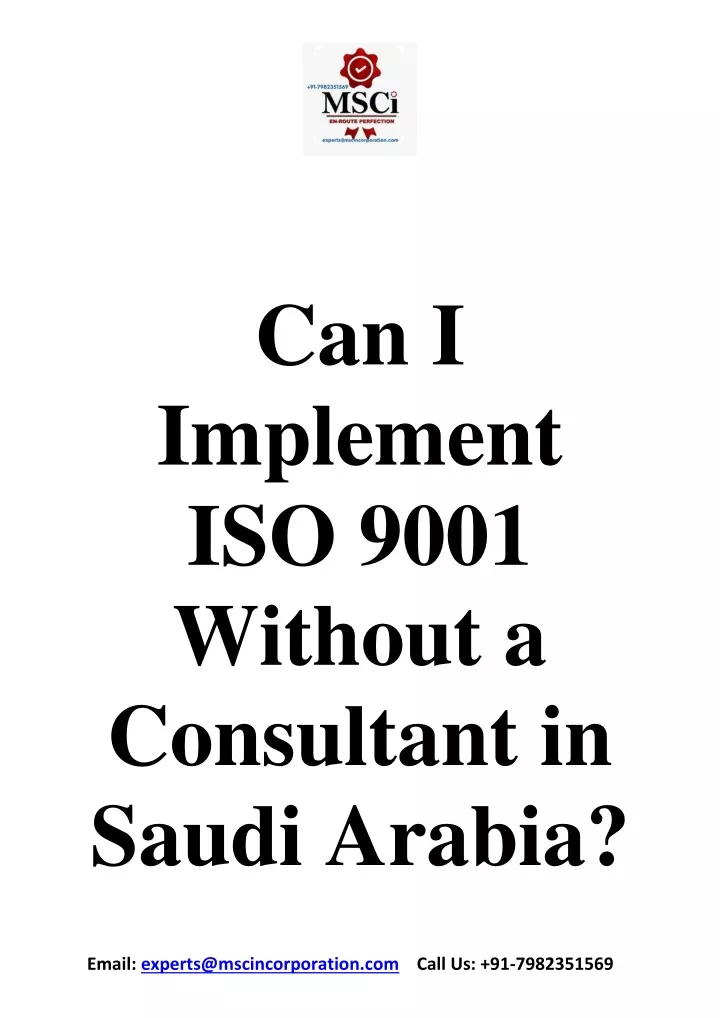 can i implement iso 9001 without a consultant