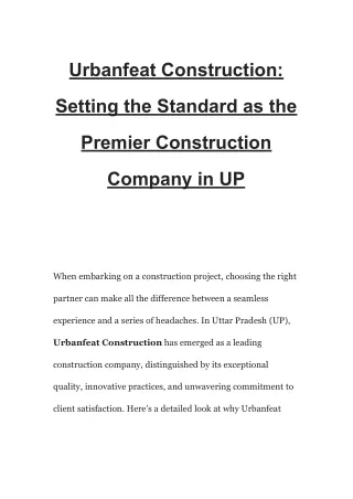 Urbanfeat Construction_ Setting the Standard as the Premier Construction Company in UP