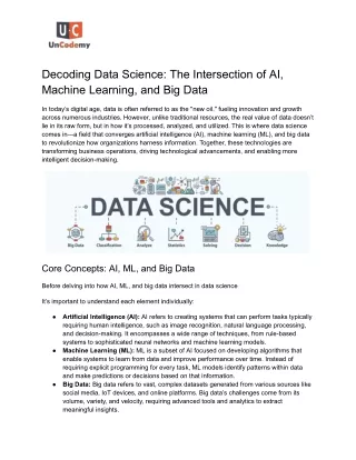 Decoding Data Science: The Intersection of AI, Machine Learning, and Big Data