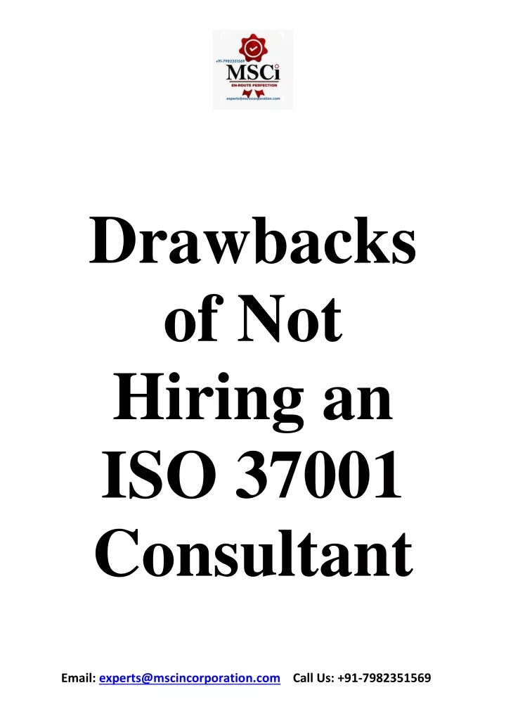 drawbacks of not hiring an iso 37001 consultant