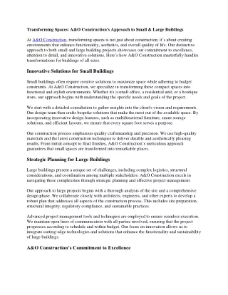 transforming spaces a o construction s approach