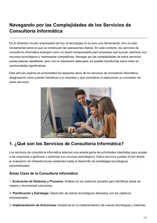 Navegando por las Complejidades de los Servicios de Consultoría Informática