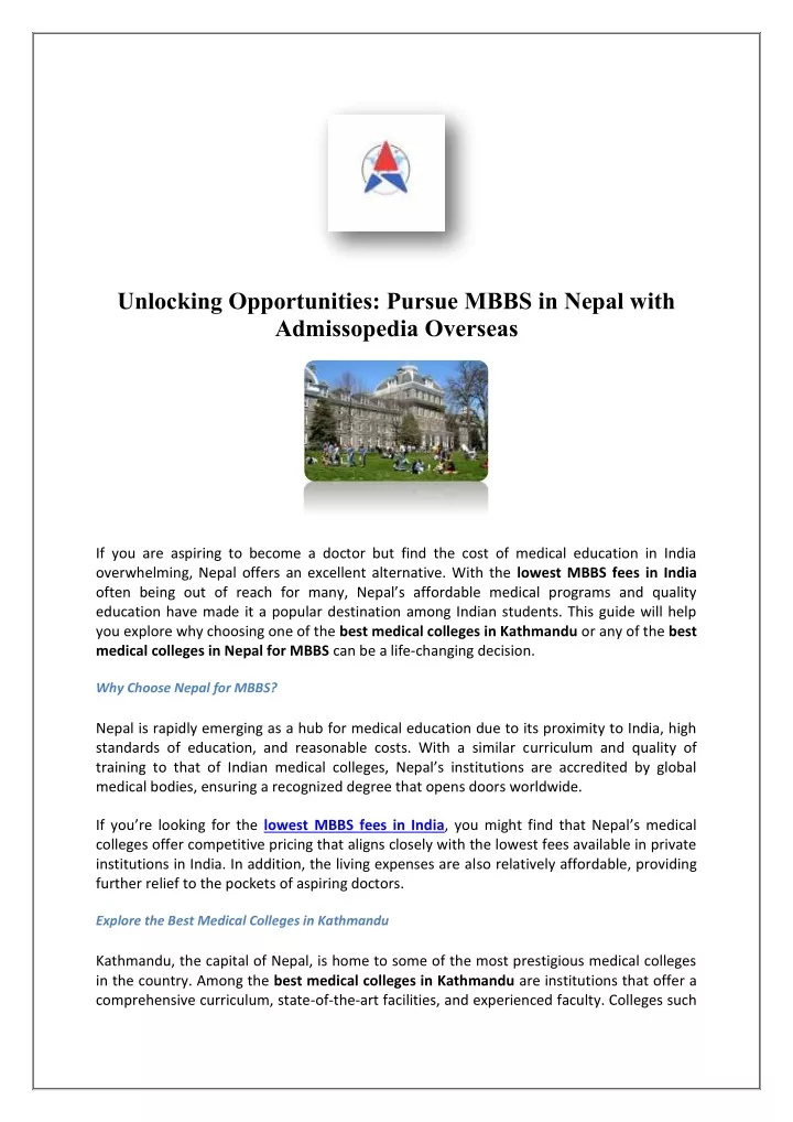 unlocking opportunities pursue mbbs in nepal with