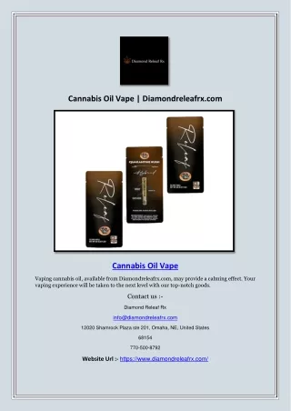 Cannabis Oil Vape | Diamondreleafrx.com