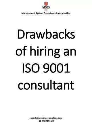 Drawbacks of hiring an ISO 9001 consultant