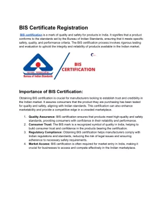 bis certificate registration