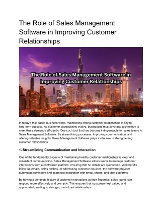 the role of sales management software