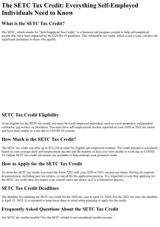 What is the SETC Tax Credit?