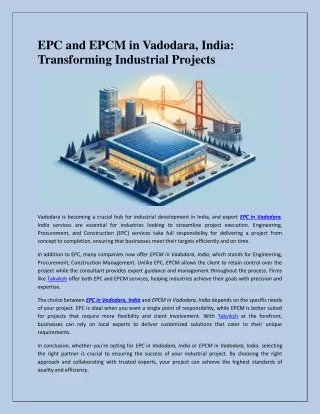 EPC and EPCM in Vadodara