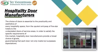 Hospitality Door Manufacturers: Types, Uses and Sourcing in Delhi