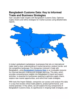 Bangladesh Customs Data: Key to Informed Trade and Business Strategies