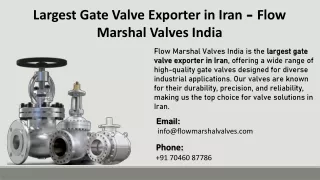 Largest Gate Valve Exporter in Iran - Flow Marshal Valves India