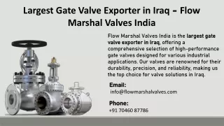 Largest Gate Valve Exporter in Iraq - Flow Marshal Valves India