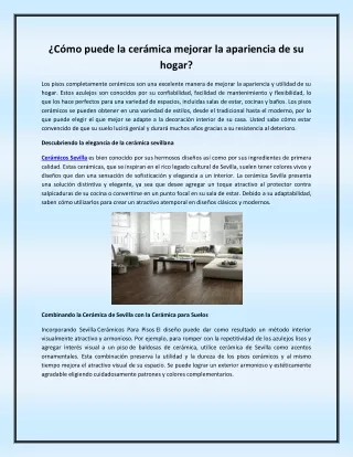 Cómo puede la cerámica mejorar la apariencia de su hogar