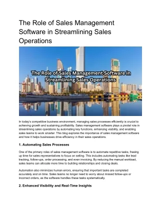 the role of sales management software
