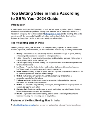 Top Betting Sites in India According to SBM_ Your 2024 Guide