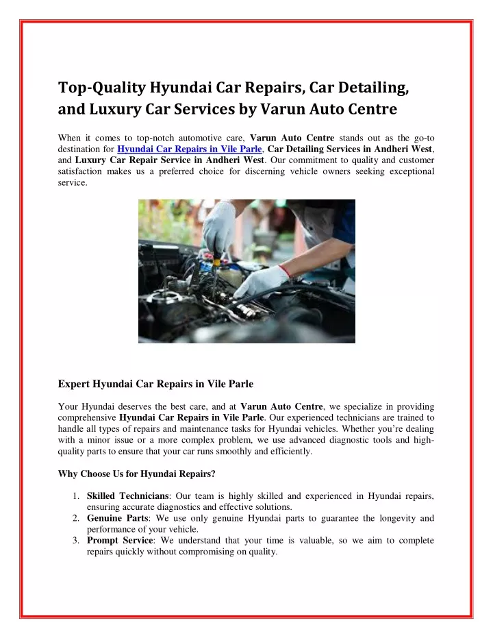 top quality hyundai car repairs car detailing