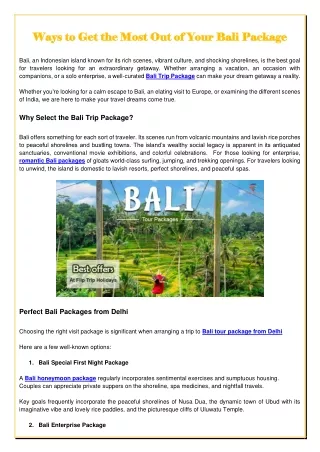 Bali Trip Package