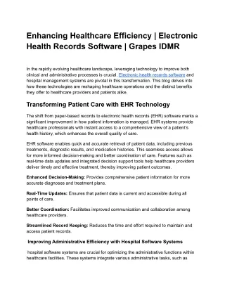 enhancing healthcare efficiency electronic health