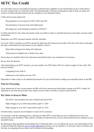 How to Claim the SETC Tax Credit